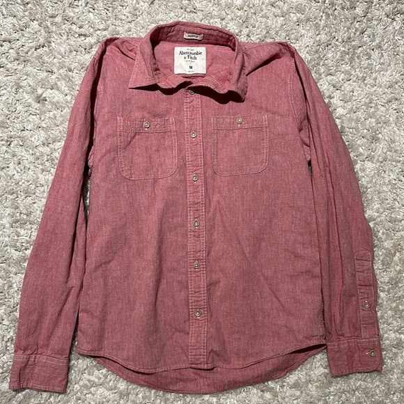 Red Abercrombie & Fitch Long Sleeve Shirt - Size M - Picture 3 of 4